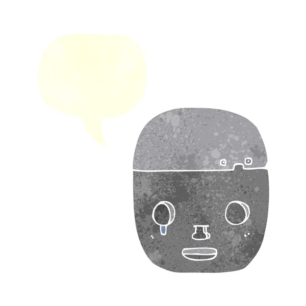Cabeça robô desenhos animados com bolha de fala — Vetor de Stock