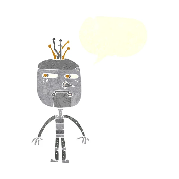 音声バブル付きの面白い漫画ロボット — ストックベクタ