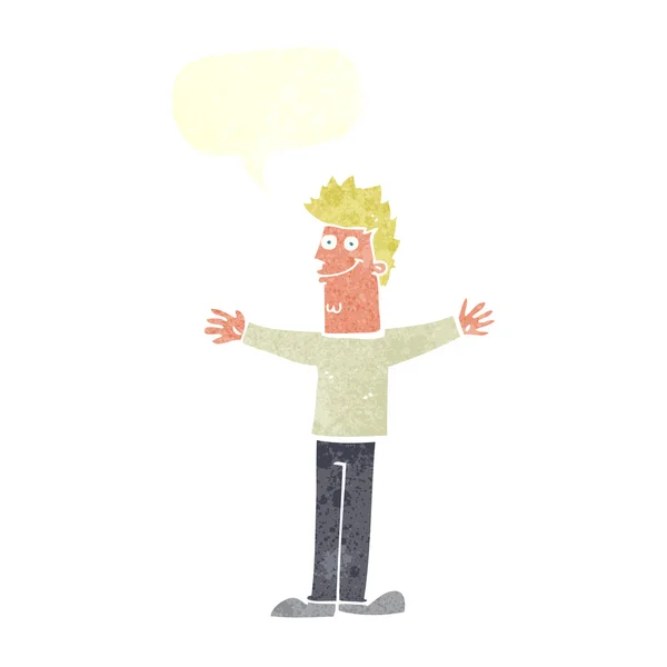Dibujos animados hombre feliz con burbuja de habla — Archivo Imágenes Vectoriales