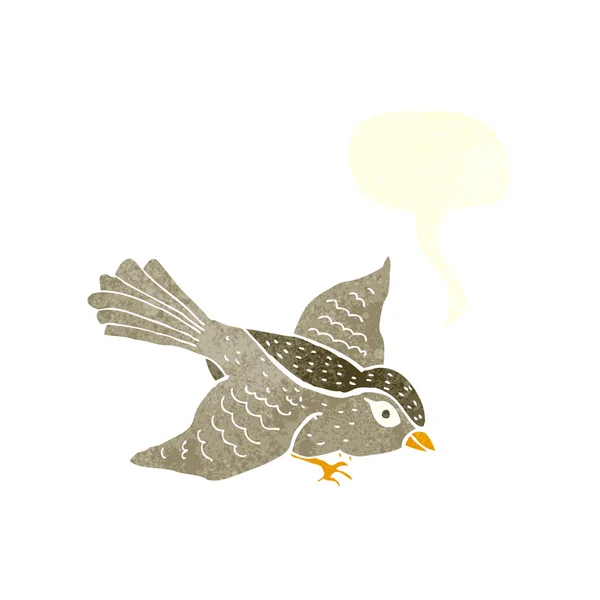 Cartoon vliegende vogel met tekstballon — Stockvector
