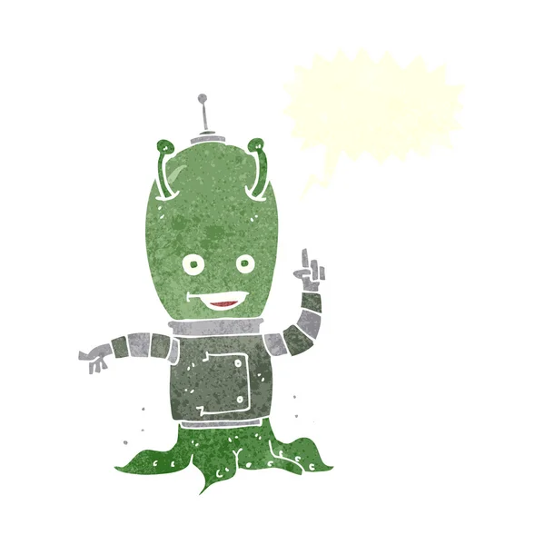 Cartone animato alieno astronauta con bolla discorso — Vettoriale Stock
