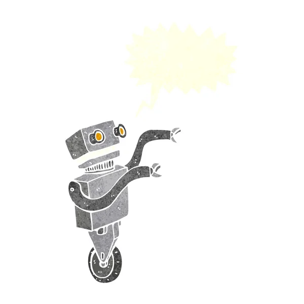 Robot divertido de dibujos animados con burbuja de habla — Vector de stock