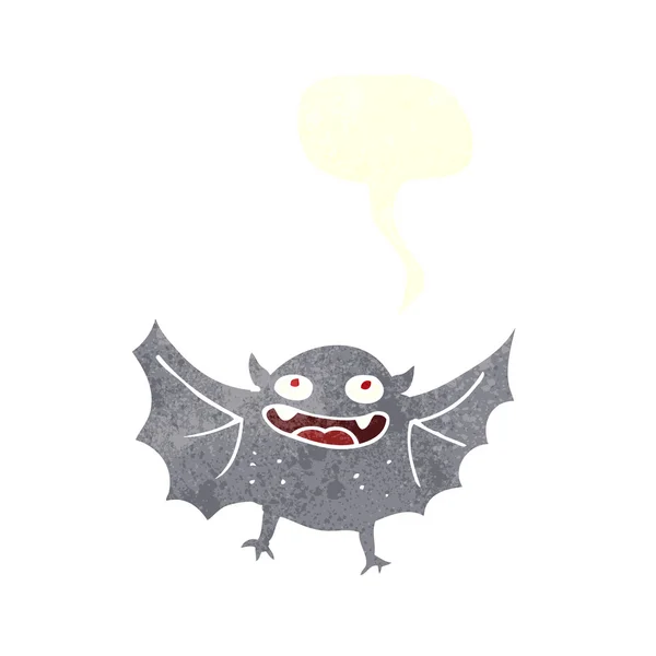 Κινουμένων σχεδίων βαμπίρ νυχτερίδα με φούσκα ομιλία — Διανυσματικό Αρχείο