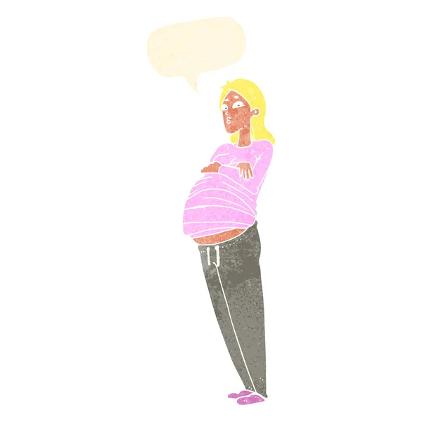 Dibujos animados mujer embarazada con burbuja del habla — Archivo Imágenes Vectoriales