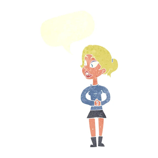 Cartoon girl talking with speech bubble — Stock Vector