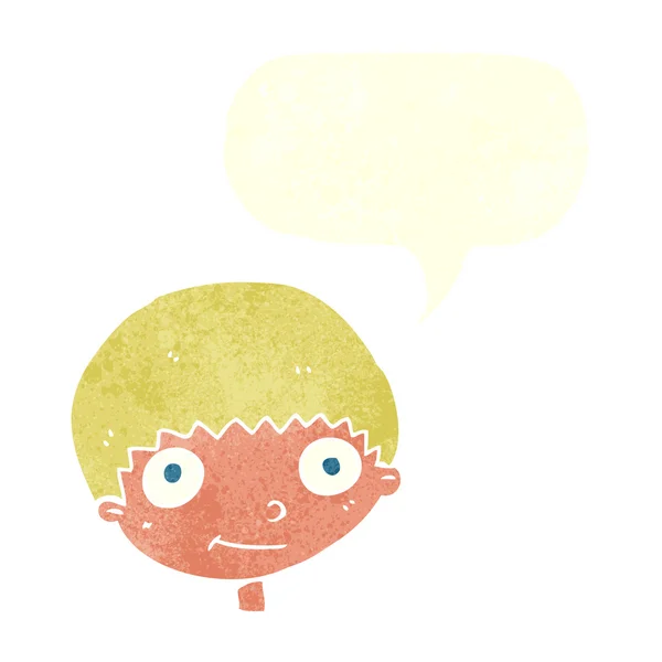 Cartoon happy boy with speech bubble — Stock Vector