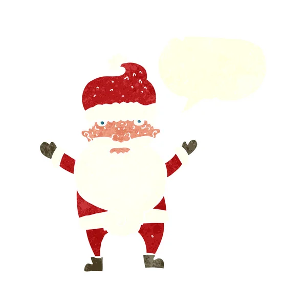 Desenho animado mal-humorado santa com bolha de fala — Vetor de Stock