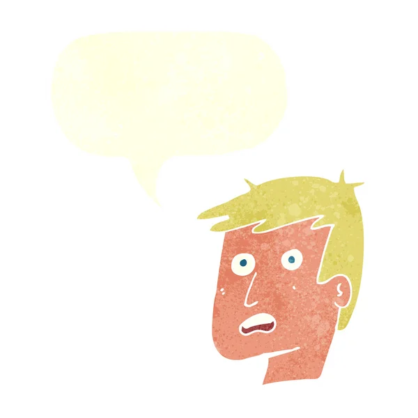 Dessin animé visage malheureux avec bulle de parole — Image vectorielle