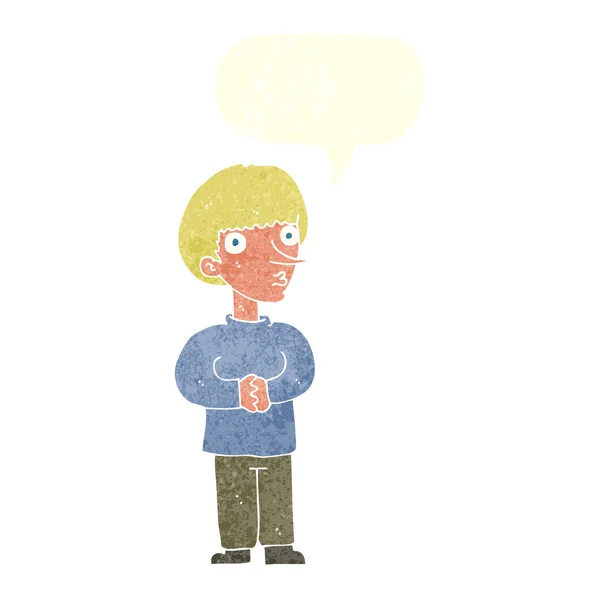 Hombre nervioso de dibujos animados con burbuja del habla — Vector de stock