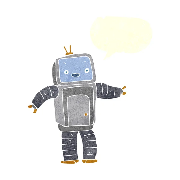 Robot de dibujos animados con burbuja de habla — Vector de stock