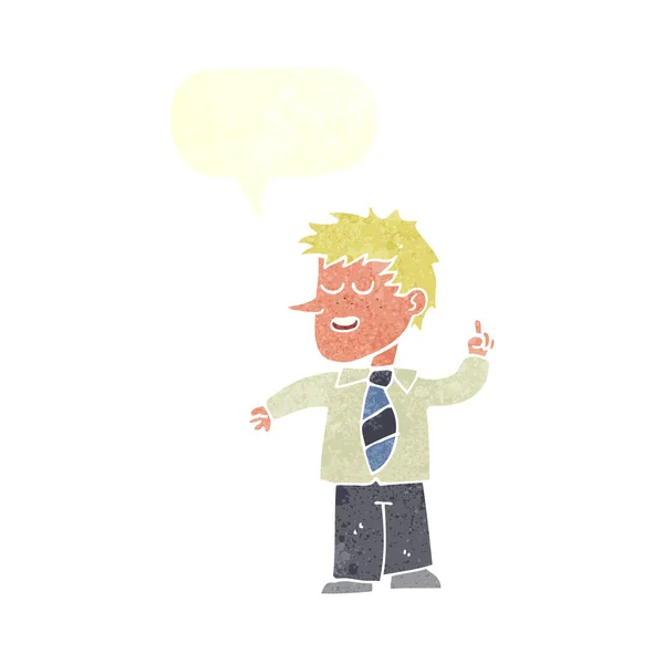 Homem dos desenhos animados com boa ideia com bolha de fala — Vetor de Stock
