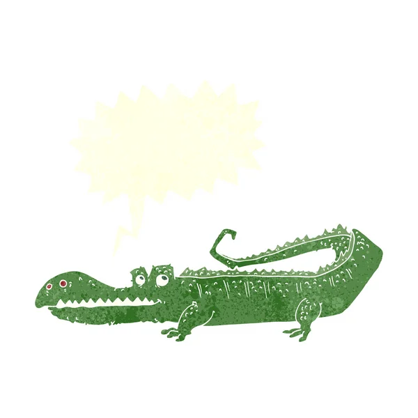 Crocodile de dessin animé avec bulle de parole — Image vectorielle