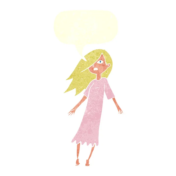 Cartoon Geist wie Mädchen mit Sprechblase — Stockvektor