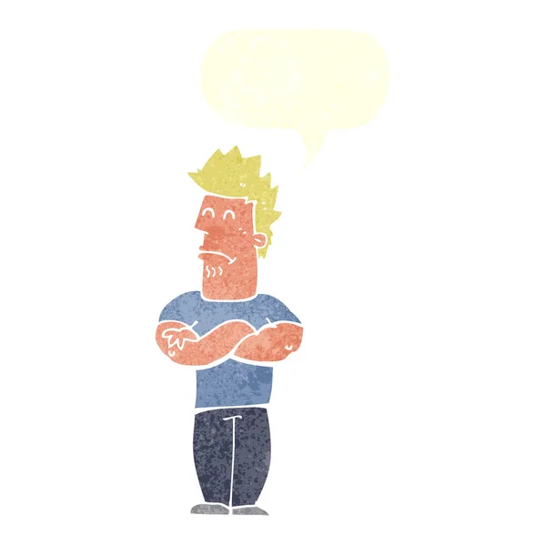 Cartoon sulking man with speech bubble — Stock Vector