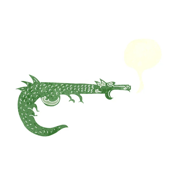 Desenho animado dragão medieval com bolha de fala — Vetor de Stock