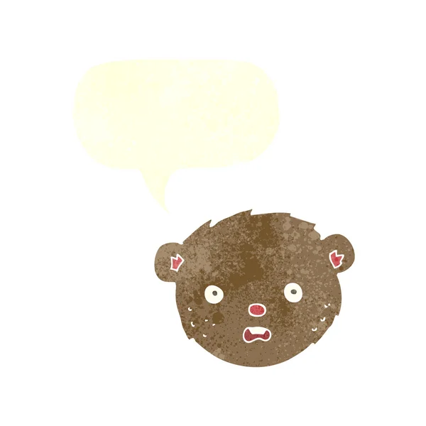 Cara de urso de pelúcia de desenho animado com bolha de fala — Vetor de Stock