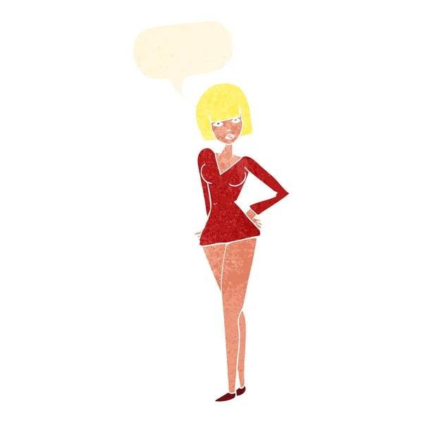 Dessin animé jolie femme avec bulle de parole — Image vectorielle