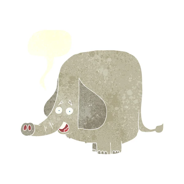 Kreslený šťastný slon s bublinou řeči — Stockový vektor
