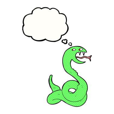 Düşünce baloncuklu tıslayan yılan.