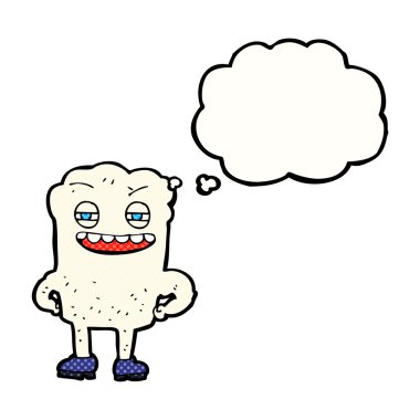 Düşünce baloncuklu mutlu diş çizgi filmi