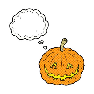 çizgi film sırıtan kabak ile düşünce balonu