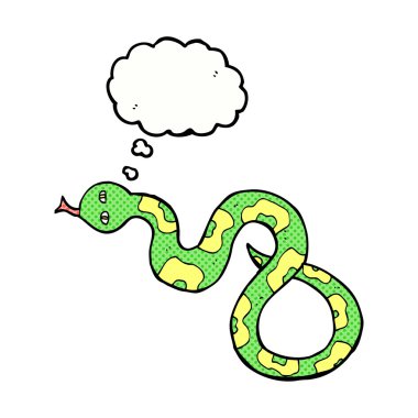 Düşünce baloncuklu çizgi film yılanı