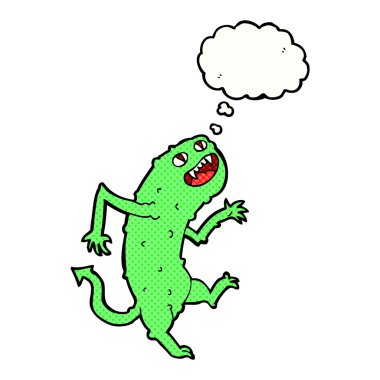 Düşünce baloncuklu çizgi film canavarı