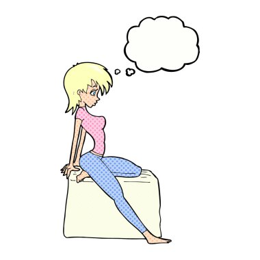 Düşünce baloncuklu poz kızı