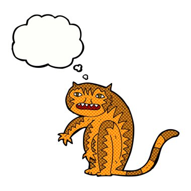 Düşünce baloncuklu çizgi film kaplanı