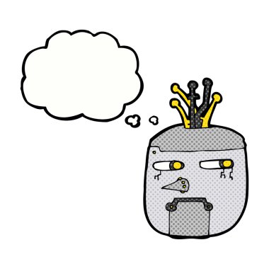 Düşünce baloncuklu robot kafası