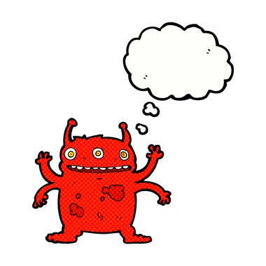 Düşünce baloncuklu uzaylı yaratık.