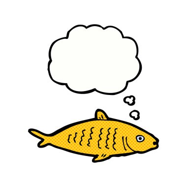 Düşünce baloncuklu çizgi film balığı