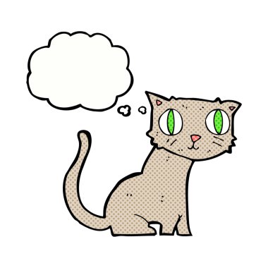 Düşünce baloncuklu çizgi film kedisi