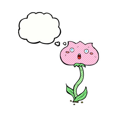 çizgi film düşünce baloncuğuyla şoke olmuş çiçek