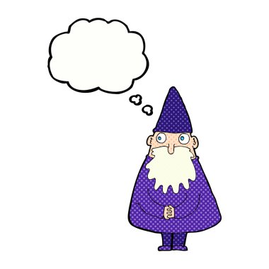 Düşünce baloncuklu çizgi film sihirbazı