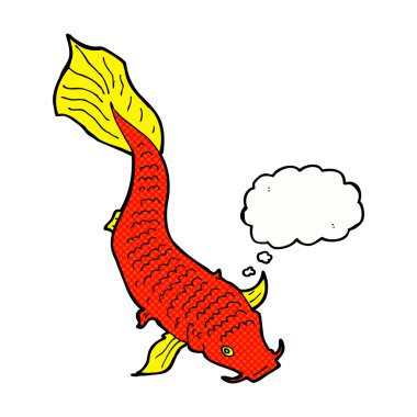 Düşünce baloncuklu çizgi film balığı