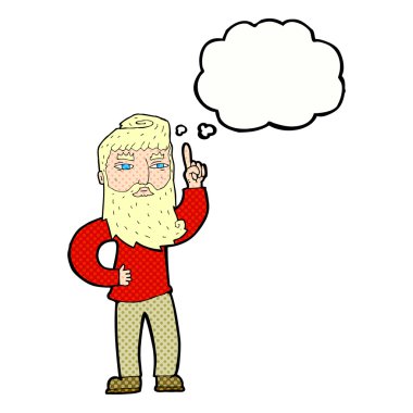 Düşünce baloncuğu olan çizgi film adamı.