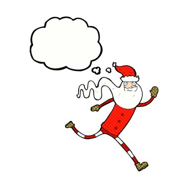 Düşünce baloncuklu Noel Baba 'yı çalıştıran çizgi film