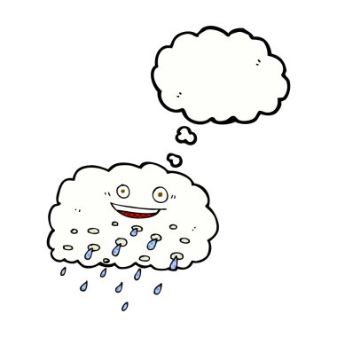 Düşünce baloncuklu çizgi film yağmur bulutu