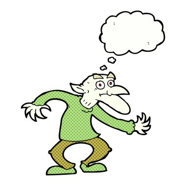 Düşünce baloncuklu çizgi film cini