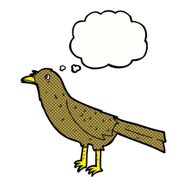 Düşünce baloncuklu çizgi film kuşu