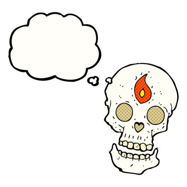 Düşünce baloncuklu mistik kafatası