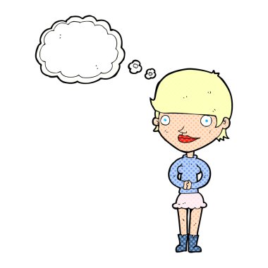 çizgi film dostu kadınla düşünce balonu