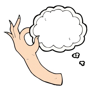Düşünce baloncuklu çizgi el sembolü