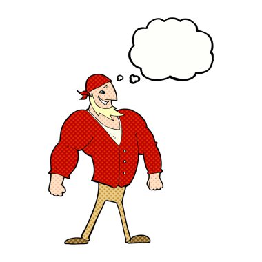 Düşünce baloncuğu olan erkek bir denizci.