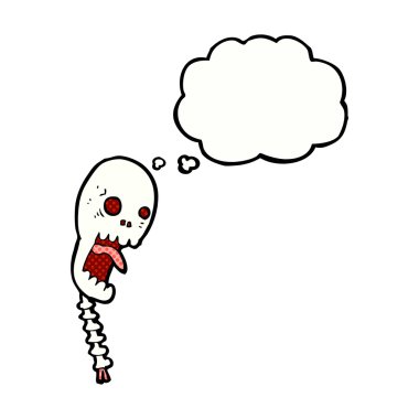 Düşünce baloncuklu komik kafatası