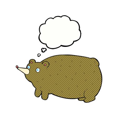 Düşünce baloncuklu komik çizgi film ayısı