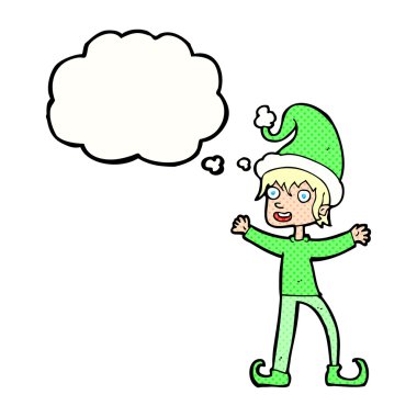 Düşünce baloncuğuyla Noel elfini heyecanlandıran çizgi film