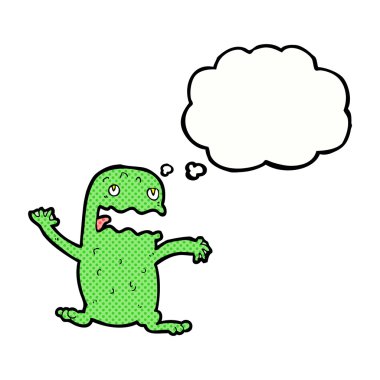 karikatür komik kurbağa ile düşünce balonu