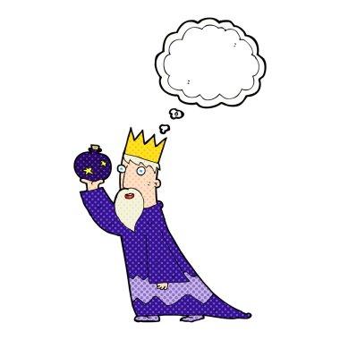 Düşünce baloncuğu olan üç bilge adamdan biri.